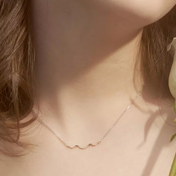 NEW 925 STERLING SILVER PLATED WAVE NECKLACE - Picture 5 of 5